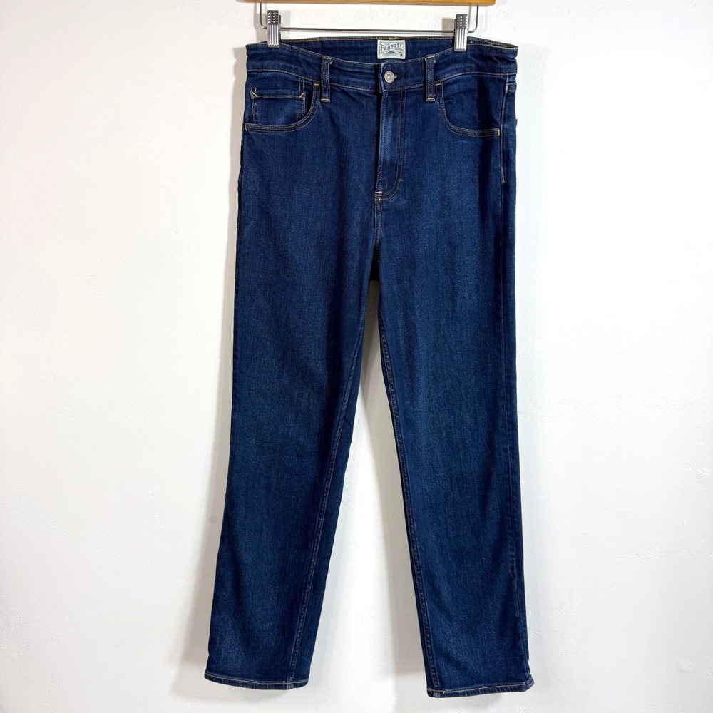 Faherty Feel Good Denim Jeans 30 Dark Wash Indigo Straight Leg Organic Cotton